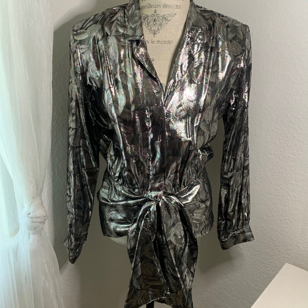 Vintage 80s Rothschild Metallic Waist Tie Jacket